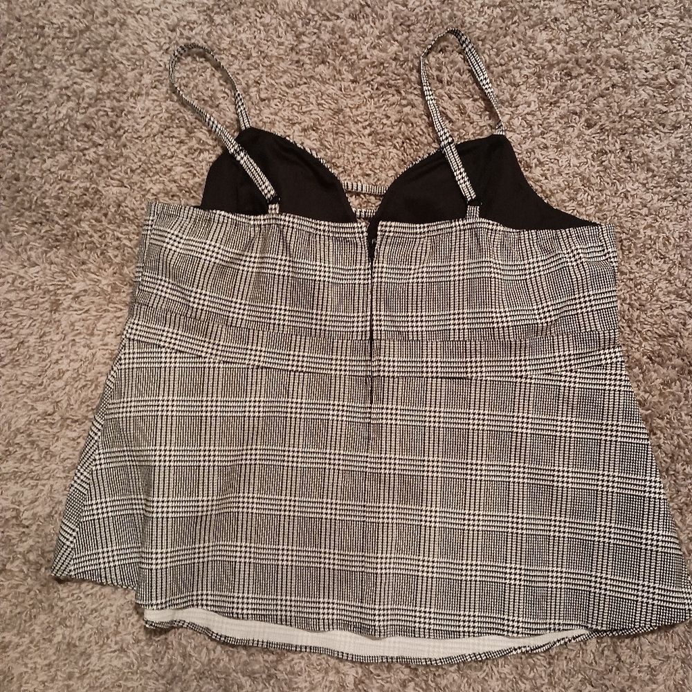 TORRID Black and White Plaid Sleeveless Top NWOT